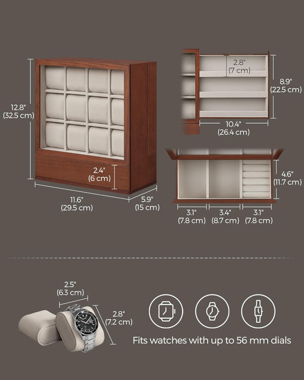 Watch display case outlet wall mounted